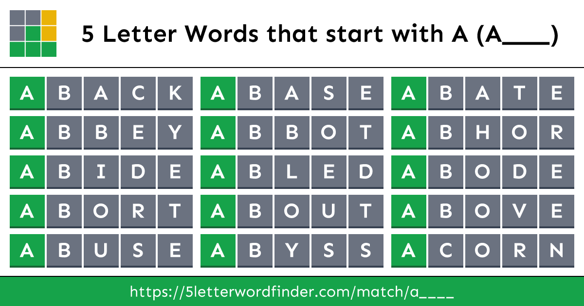 5 Letter Words that start with A (A____)