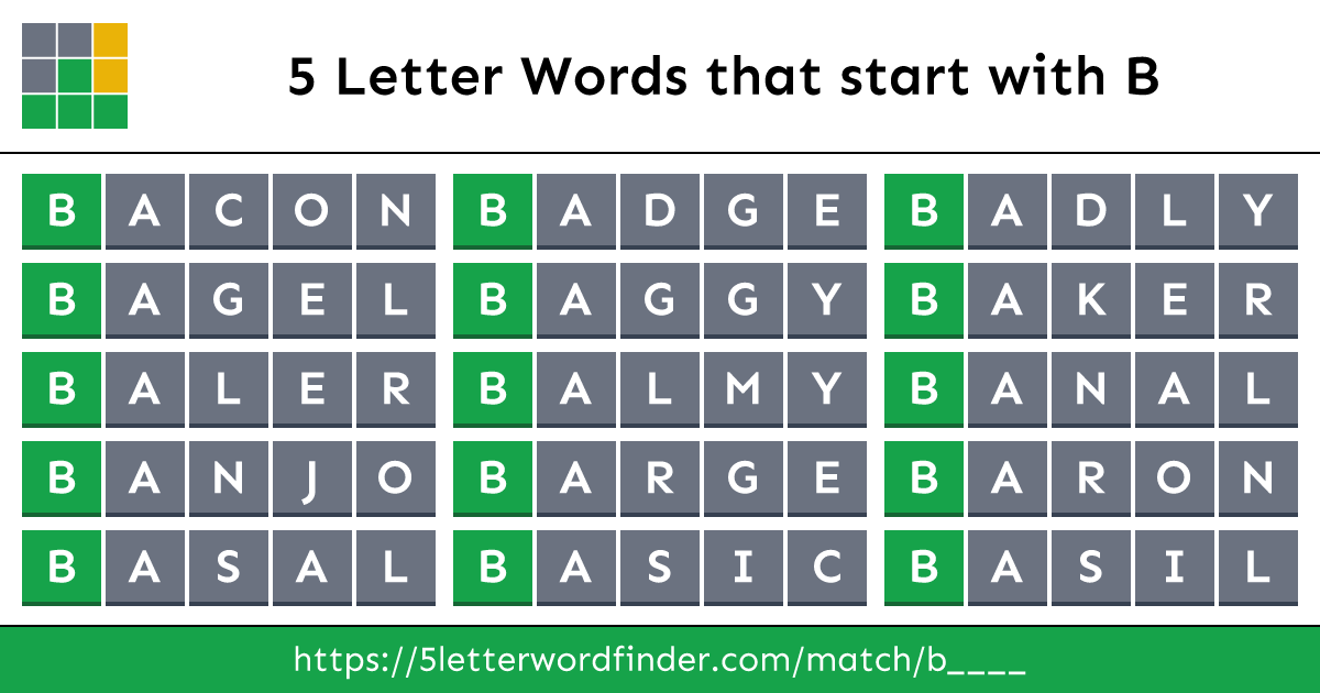 5 Letter Words that start with B