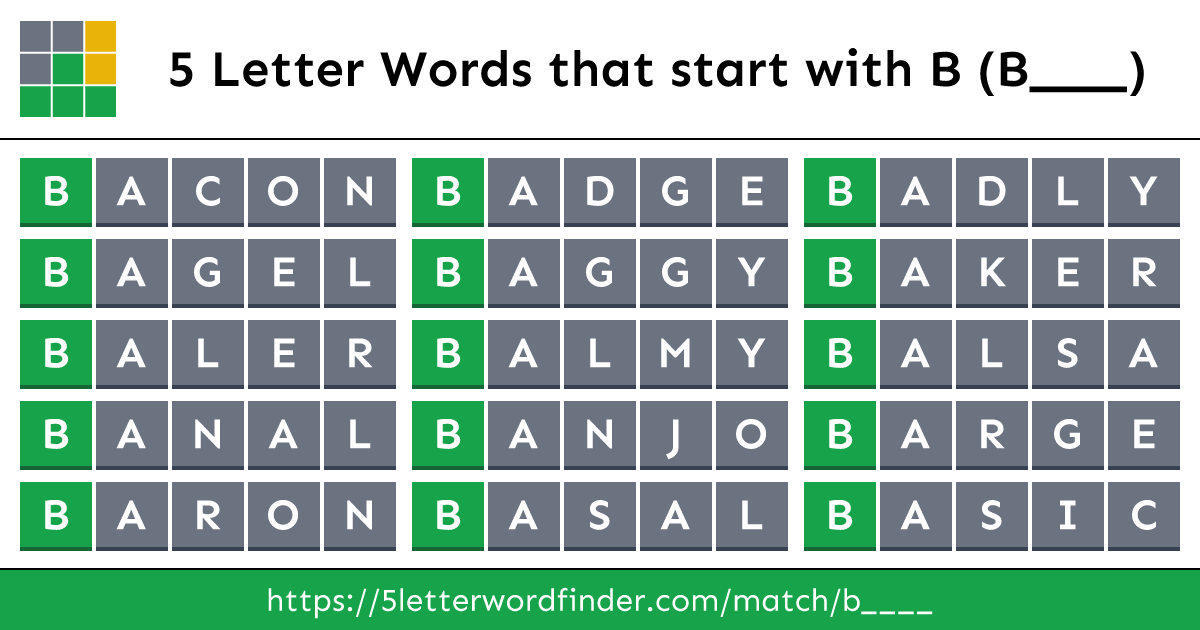 5 Letter Words that start with B (B____)