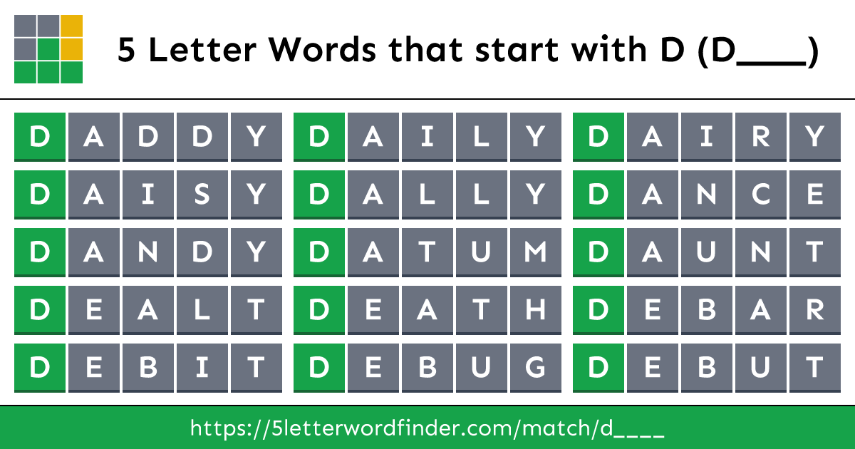 5 Letter Words that start with D (D____)