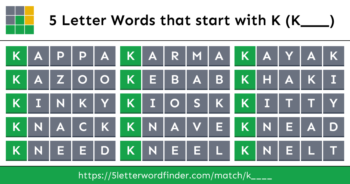 5 Letter Words that start with K (K____)