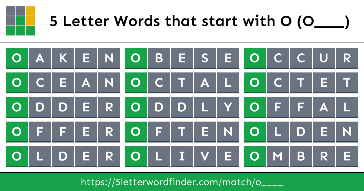 5 Letter Words that start with O (O____)