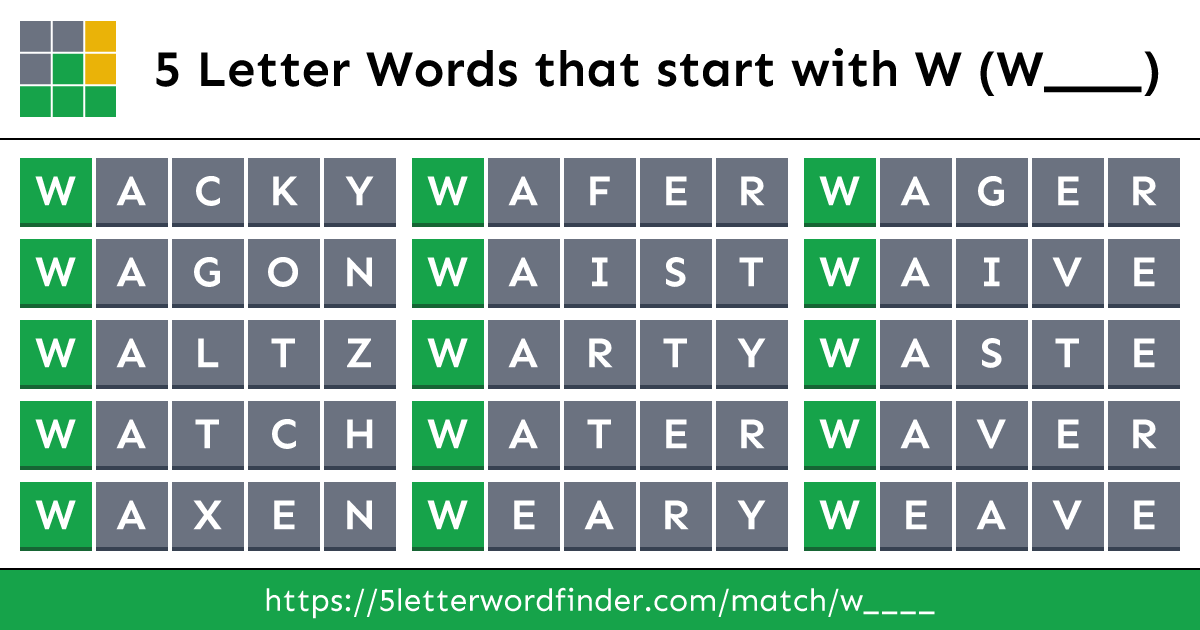 5 Letter Words that start with W (W____)